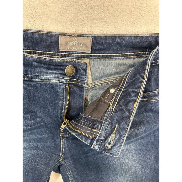 Chicos So Slimming Jeans Womens 00 Short Dark Wash Bootcut‎ Stretch - Picture 3 of 10